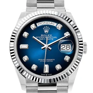 ROLEX DAY DATE BLUE DIAL SAPPHIRE CRYSTAL 36MM SWISS REPLICA m128239.0023